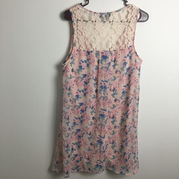 Love Reign Floral Lace Back Mini Dress Pink Large - Picture 9 of 13